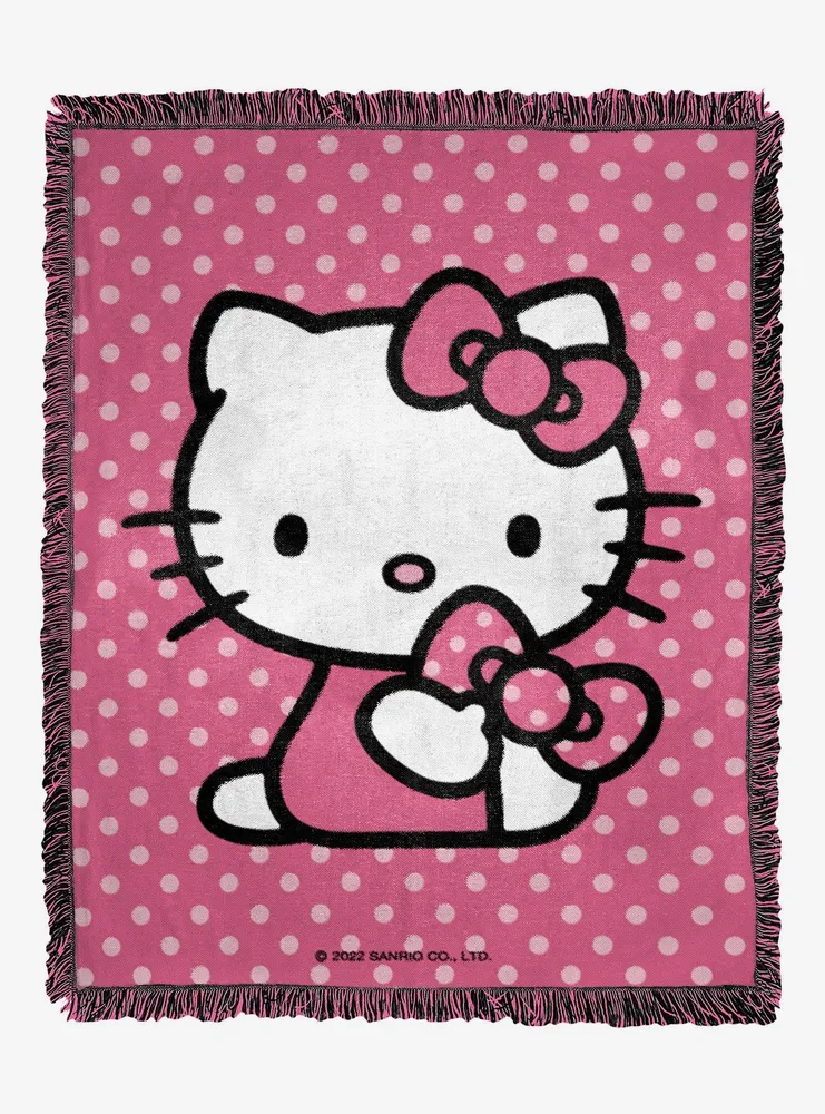 Hello Kitty Perfect Polka Dots Woven Jacquard Throw Blanket