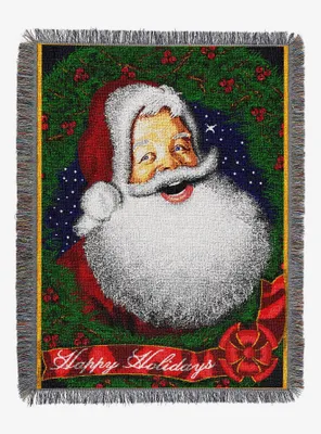 Howdy Santa Holiday Woven Tapestry Throw Blanket