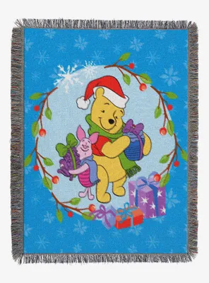 Disney Winnie The Pooh Homemade Holiday Woven Tapestry Throw Blanket