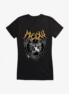 Cat Meow Spiderweb Metal Girls T-Shirt