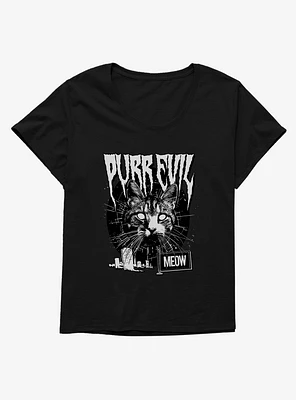 Cat Purr Evil Punk Meow Girls T-Shirt Plus