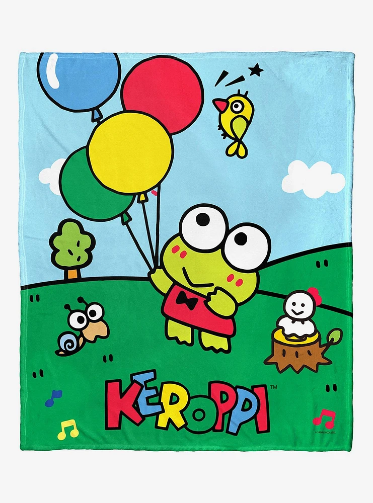 Keroppi Fly Away Frog Silk Touch Throw Blanket