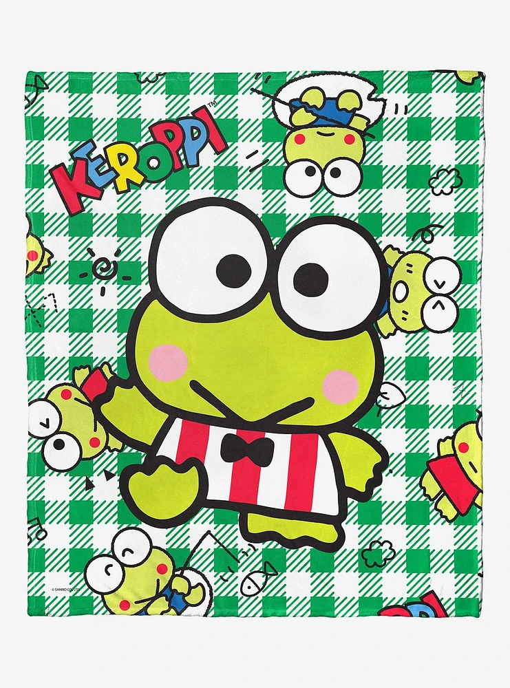 Keroppi Playtime Plaid Silk Touch Throw Blanket