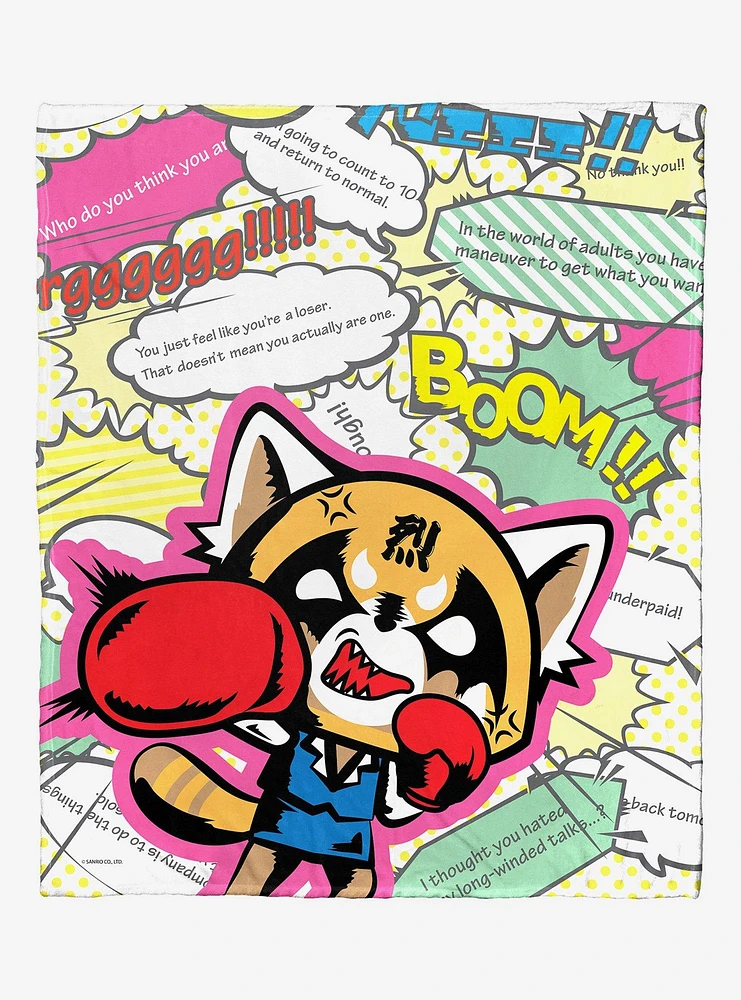 Aggretsuko Knock Em Out Silk Touch Throw Blanket