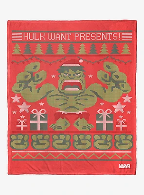 Marvel Hulk Want Presents! Throw Blanket