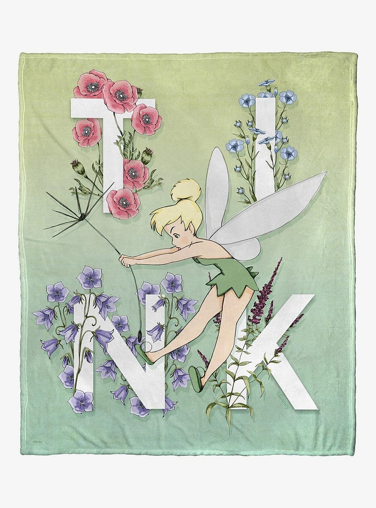 Disney Tinker Bell Botanical Pixie Throw Blanket