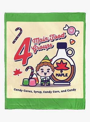 Elf Four Main Food Groups Cartoon Throw Blanket