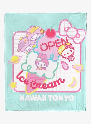 Sanrio Hello Kitty Ice Cream Sign Throw Blanket