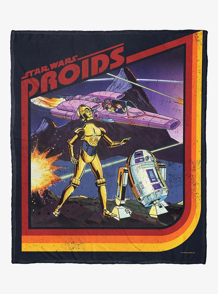 Star Wars Retro Droids Silk Touch Throw Blanket