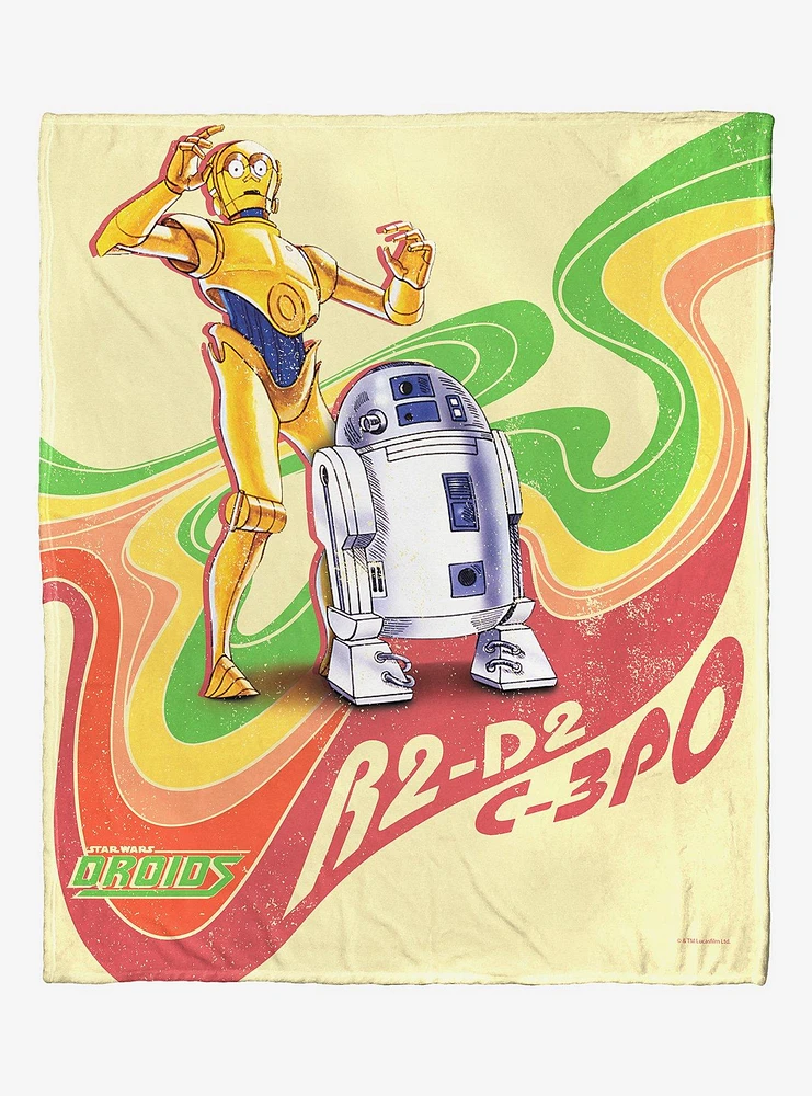 Star Wars Retro Rainbow Droids Throw Blanket