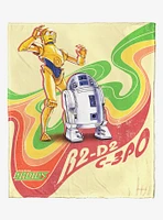 Star Wars Retro Rainbow Droids Throw Blanket