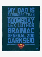 DC Comics Superman Strongest Dad Throw Blanket