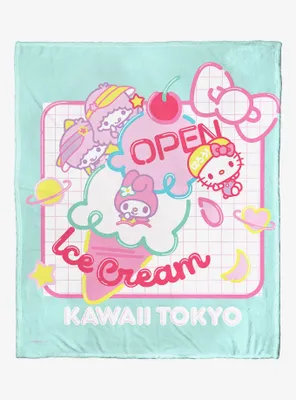 Sanrio Hello Kitty Ice Cream Sign Throw Blanket