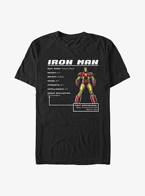 Marvel Iron Man Hero Stats T-Shirt
