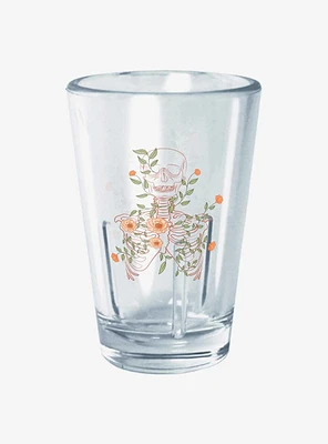 Hot Topic Skeleton Flowers Lineart Mini Glass 