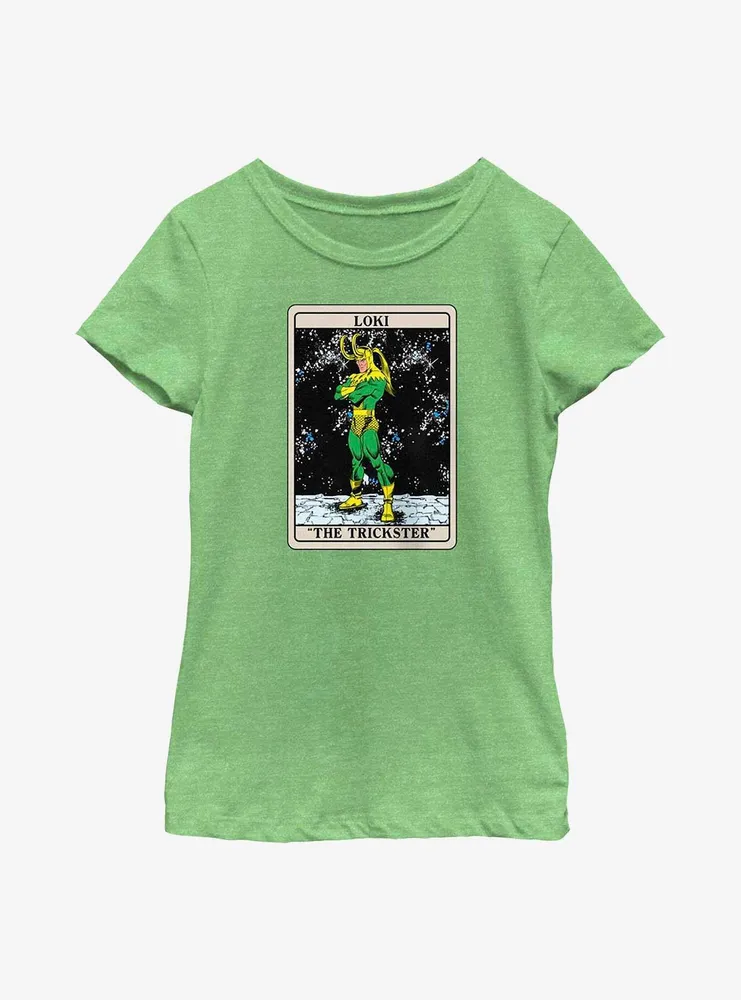 Marvel Loki The Trickster Card Youth Girls T-Shirt