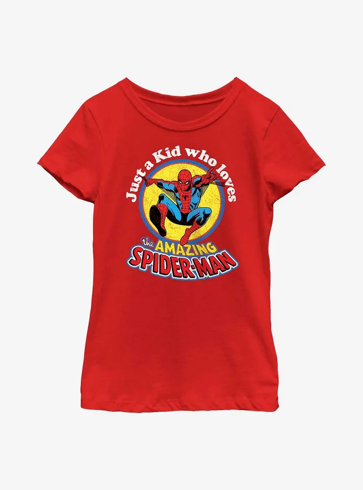 Marvel Spider-Man Just A Kid Who Loves Youth Girls T-Shirt