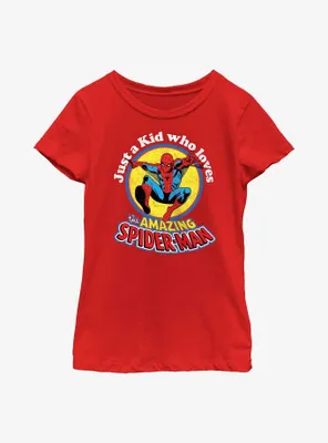 Marvel Spider-Man Just A Kid Who Loves Youth Girls T-Shirt