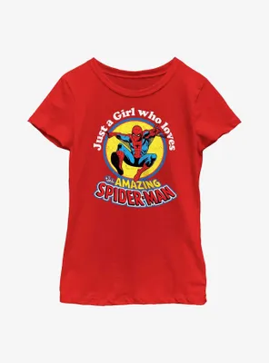 Marvel Spider-Man Just A Girl Who Loves Youth Girls T-Shirt