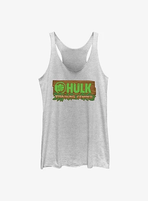 Marvel She-Hulk Leafy Hulk Traning Center Logo Badge Girls Raw Edge Tank