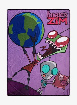 Invader Zim Holding Earth Throw Blanket