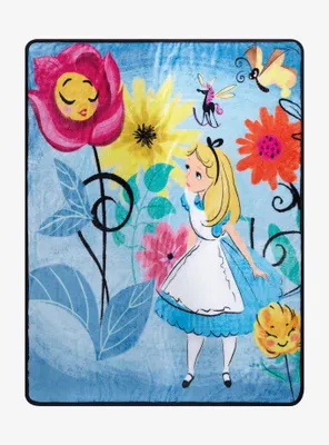 Disney Alice In Wonderland Flowers Throw Blanket