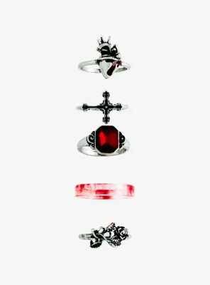 Social Collision Gothic Cross & Heart Ring Set