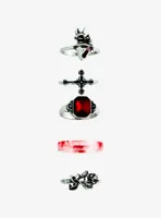 Social Collision Gothic Cross & Heart Ring Set