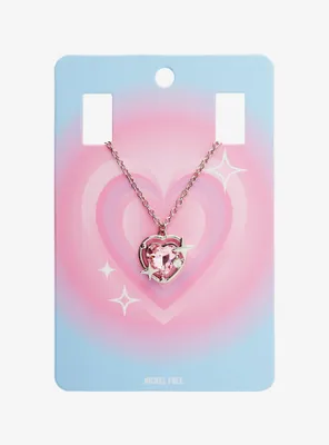 Pink Heart Star Necklace