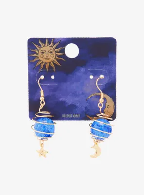 Celestial Blue Bead Mismatch Earrings