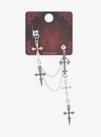 Red Gem Gothic Cross Cuff Earring