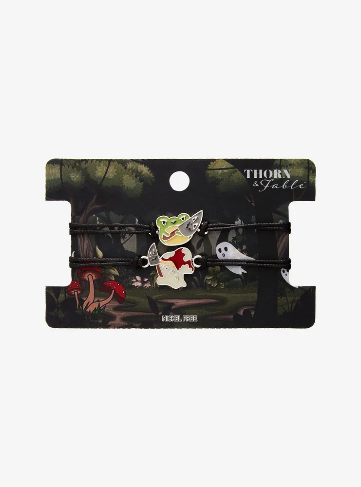 Thorn & Fable Frog Mushroom Knife Best Friend Cord Bracelet Set