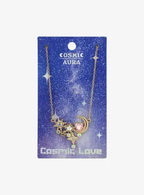 Cosmic Aura Moon Star Necklace
