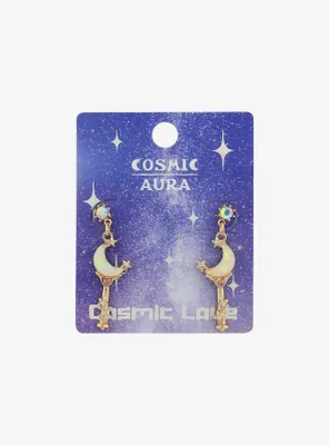 Cosmic Aura Celestial Wand Drop Earrings