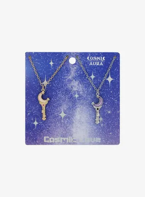 Cosmic Aura Celestial Wand Best Friend Necklace Set