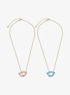 Sweet Society Pink & Blue Axolotl Best Friend Ring Necklace Set