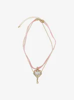 Sweet Society Heart Pink Velvet Layered Choker