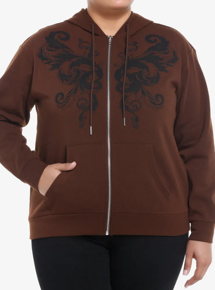 Social Collision Brown Butterfly Girls Hoodie Plus