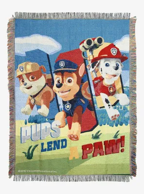 Nickelodeon Paw Patrol Lend A Paw Woven Tapestry Throw Blanket