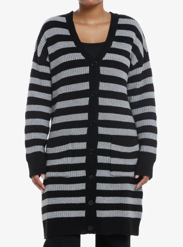 Casual Day Modal Cardigan in Black and White Stripe - ShopperBoard