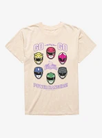 Mighty Morphin Power Rangers Go Helmets Mineral Wash T-Shirt