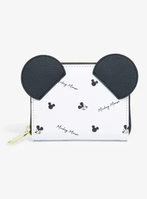 Loungefly Disney Mickey Mouse Signature Allover Print Small Zippered Wallet - BoxLunch Exclusive