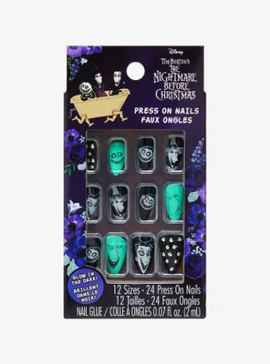 The Nightmare Before Christmas Glow-In-The-Dark Faux Nail Set