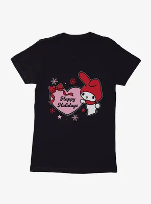 My Melody Happy Holidays Heart Womens T-Shirt