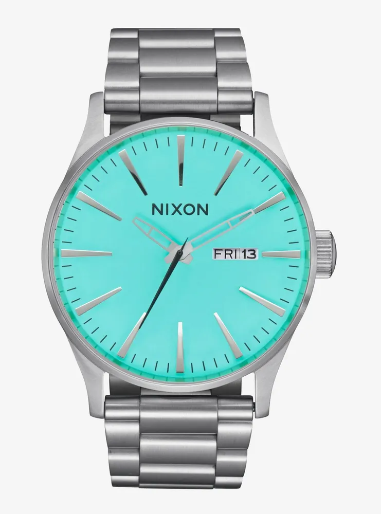 Nixon Sentry Stainless Steel Silver x Turquoise Watch