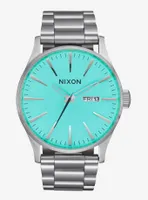 Nixon Sentry Stainless Steel Silver x Turquoise Watch