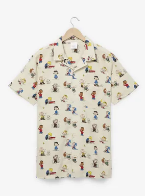 Peanuts Characters Allover Print Woven Button-Up - BoxLunch Exclusive