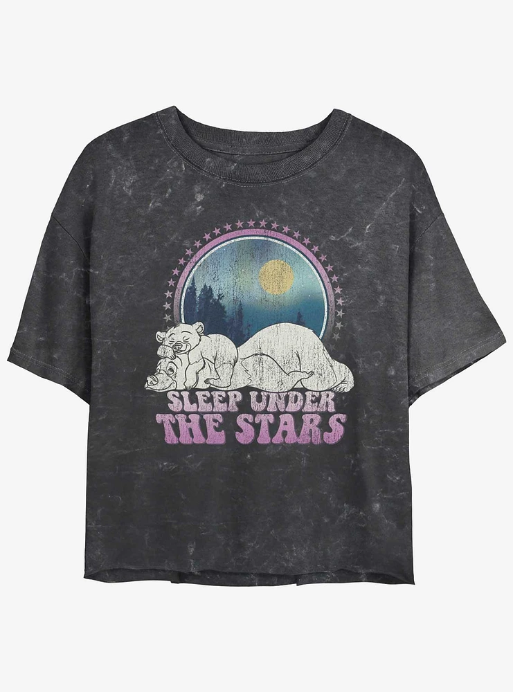 Disney Brother Bear Sleep Under The Stars Mineral Wash Girls Crop T-Shirt