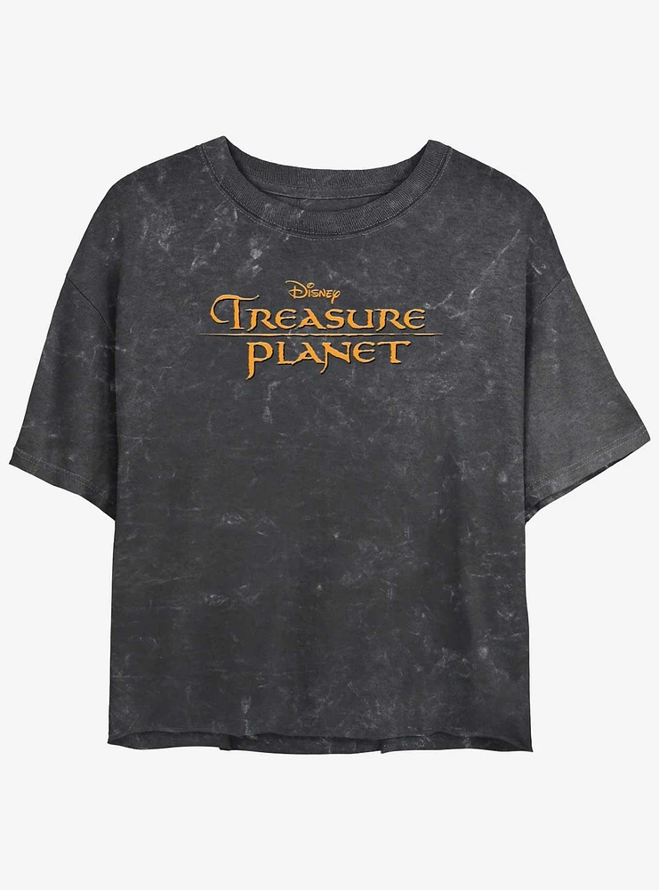 Disney Treasure Planet Logo Mineral Wash Girls Crop T-Shirt