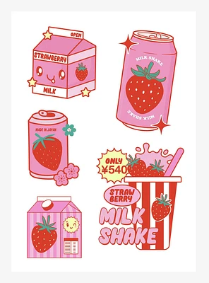 Strawberry Milk Shake Kiss-Cut Sticker Sheet